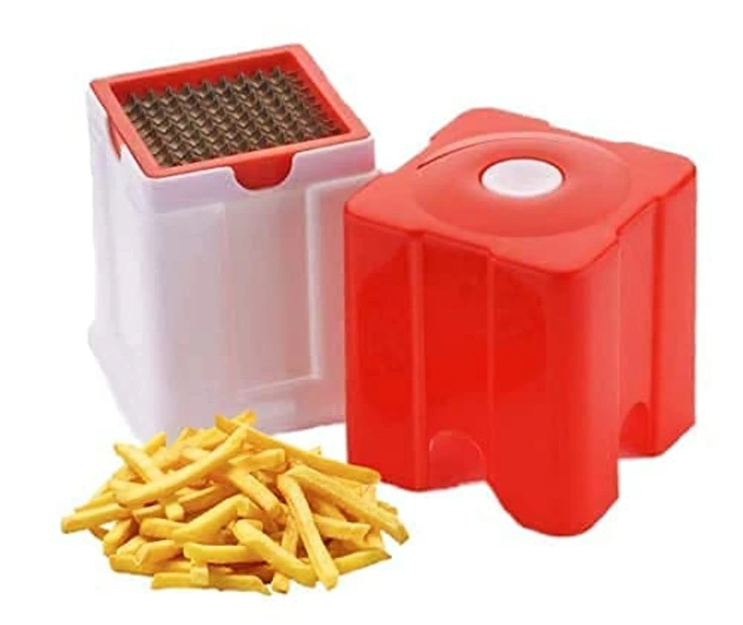 Fries Cutter & Potato Chipser with Stainless Steel Handle Plastic Potato Chips French Fries Maker Machine Snacks Finger, Cutter