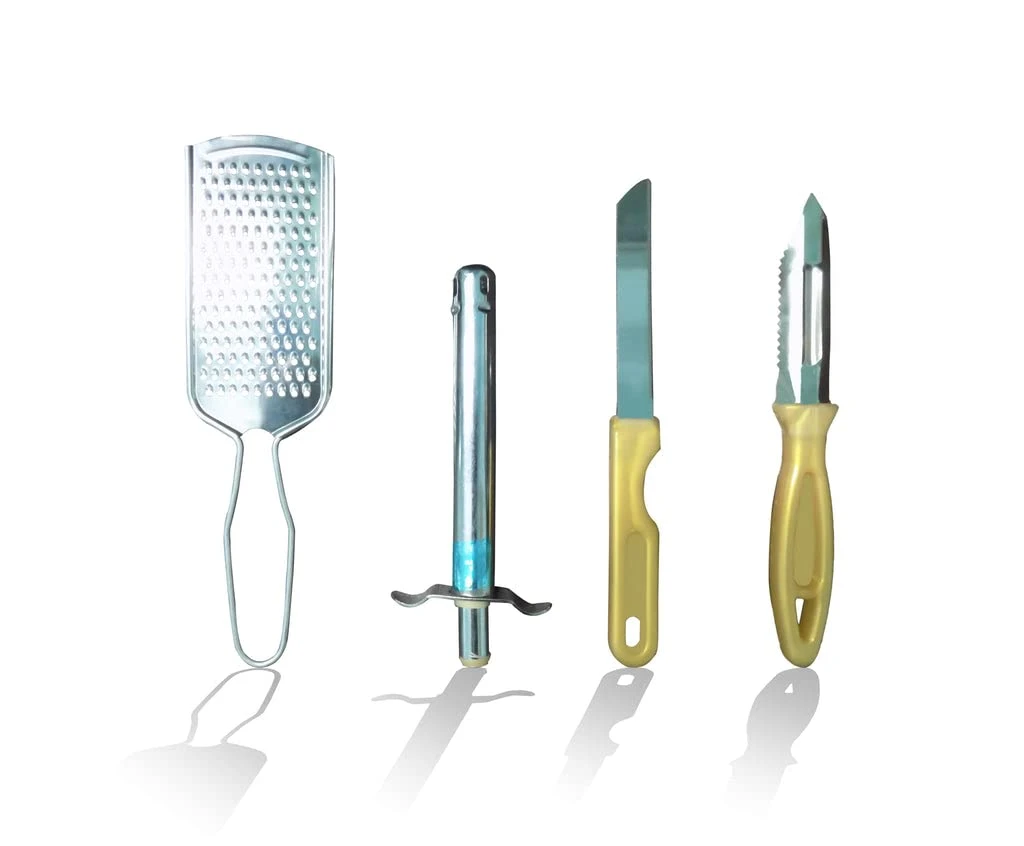4In1 Combo Stainless Steel Kitchen Lighter, Knife, Peeler and Smooth Grater