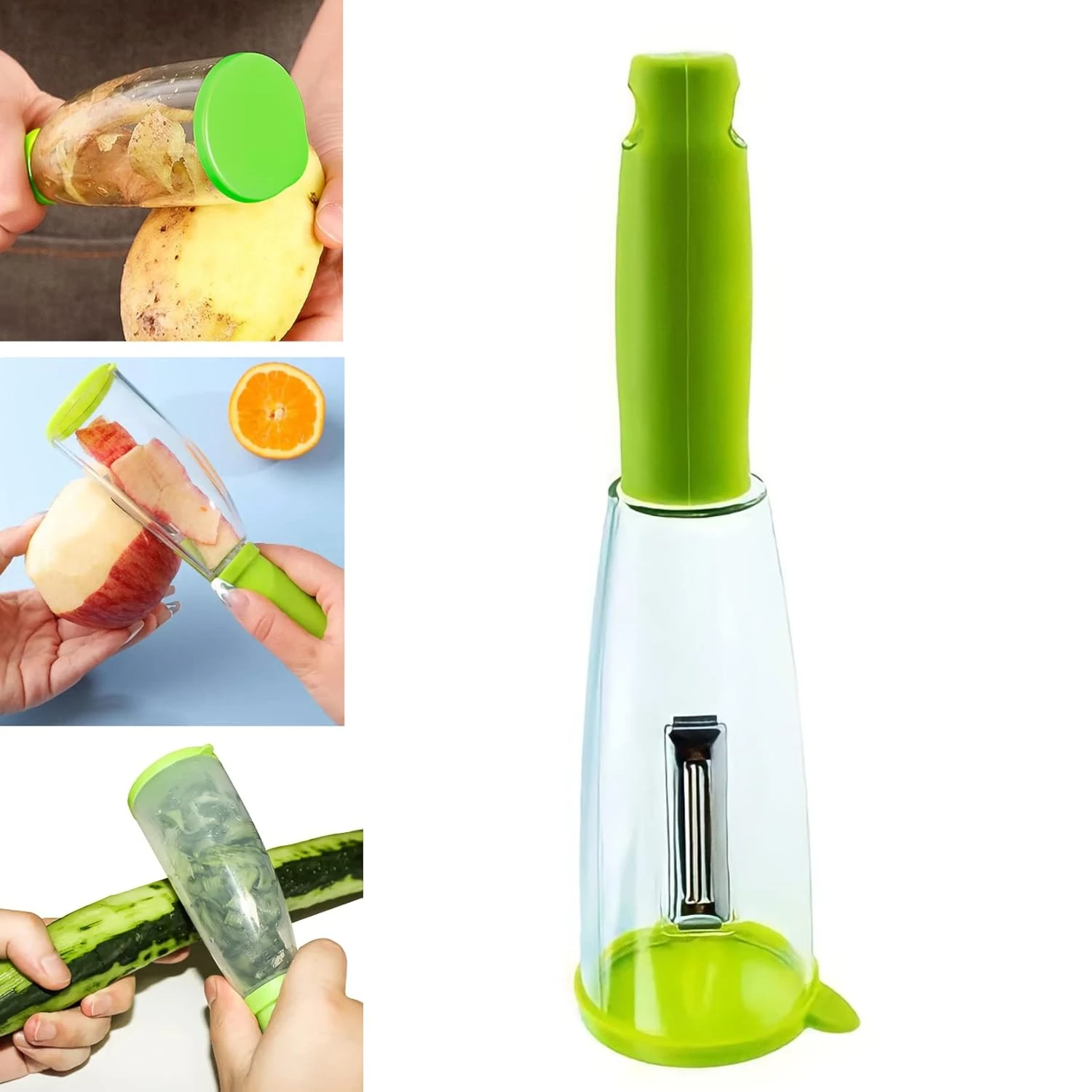 Smart Vegetable Peeler with Container, Fruit Peeler with Container, Smart Stainless Steel Peeler with ABS Container