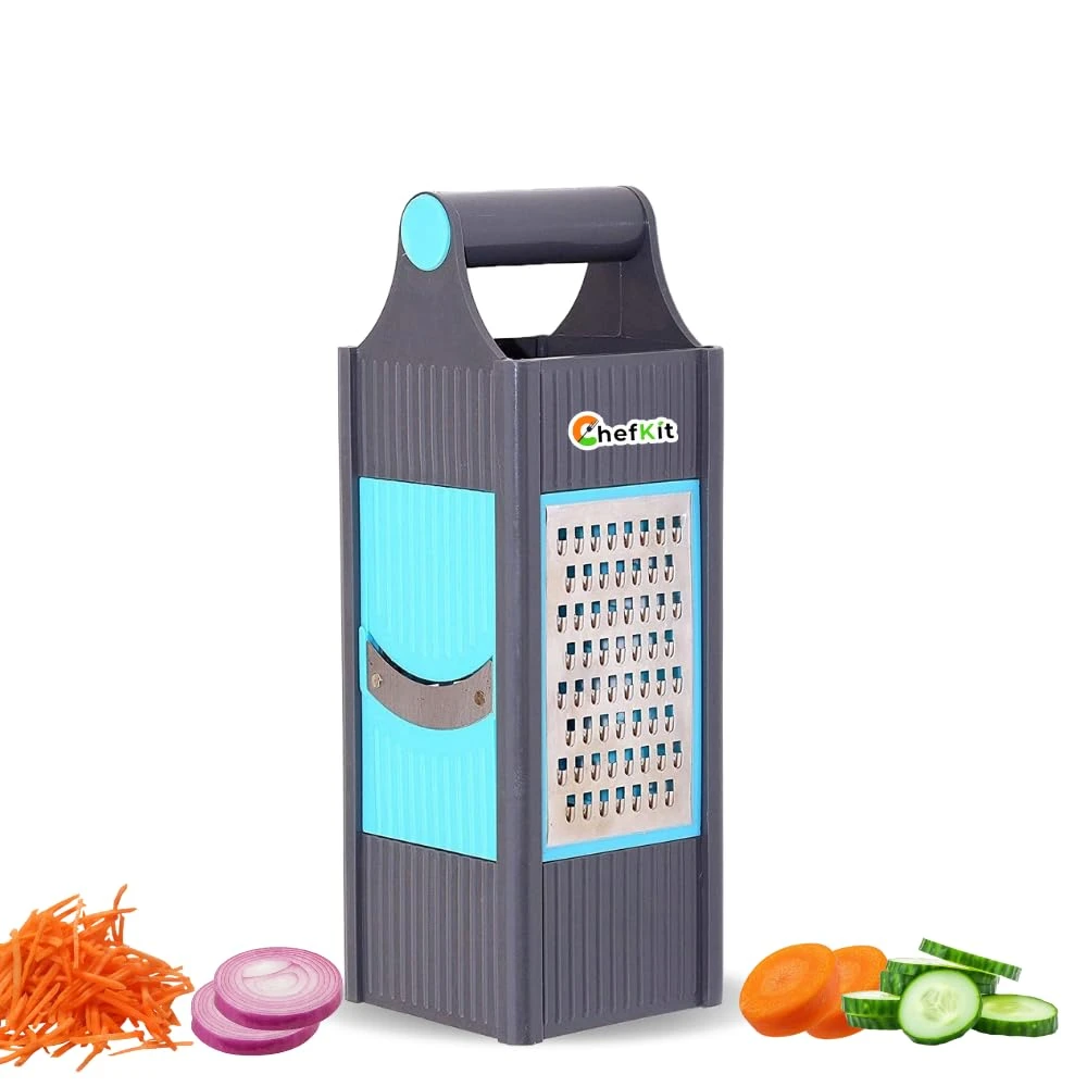 4 in 1 Slicer and Grater with Stainless Steel Blades (Multicolor) | Multipurpose Vegetable & Fruit Grater Slicer for Kitchen | for Cheese, Vegetables, Potatoes, Ginger, Chili