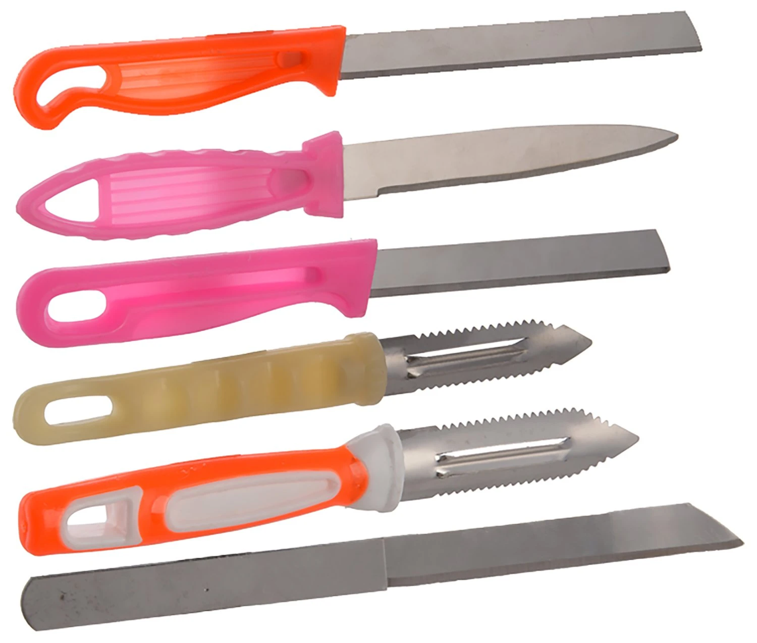 Stainless Steel 6-Piece Combo of 8-Inch Knife, 9-Inch Knife, Small Peeler, Twin Coloured Peeler, Life Time Knife & Small Utility Plane Knife