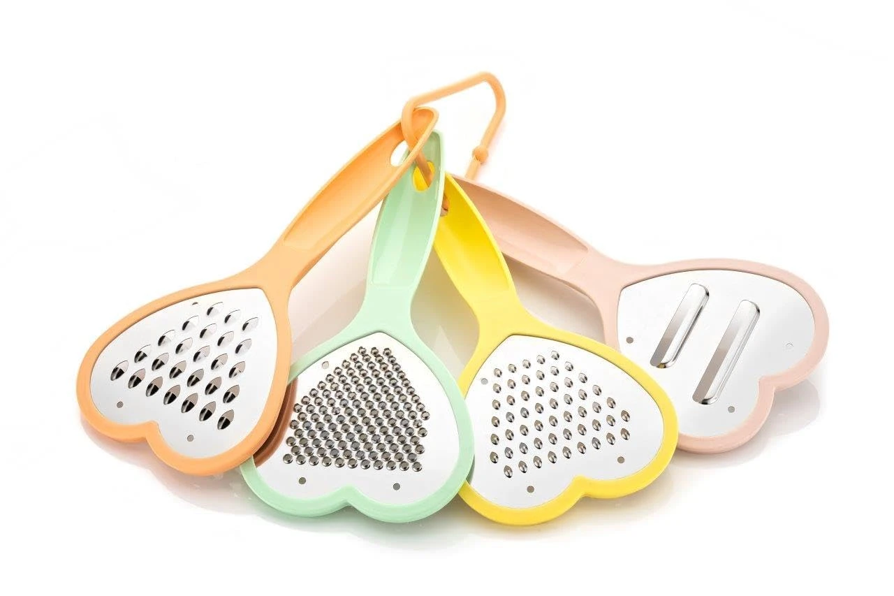 Multipurpose Grater & Slicer for Cheese Vegetables Fruits Etc. Heavy Duty Non-Slip Kitchen Tool for Easy Grating and Slicing (Multicolor, Set of 4 Items) Multicolor