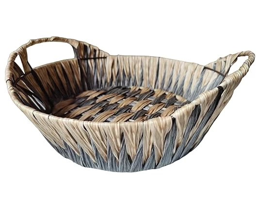 Fruit Metal Wire Basket for Storage Dining Table Drainer Multi Use Serving Organizer With Handle Solid Space Oriented Regular Woven Plastic Metal Wire Kitchen & Home (Round, 8x28)