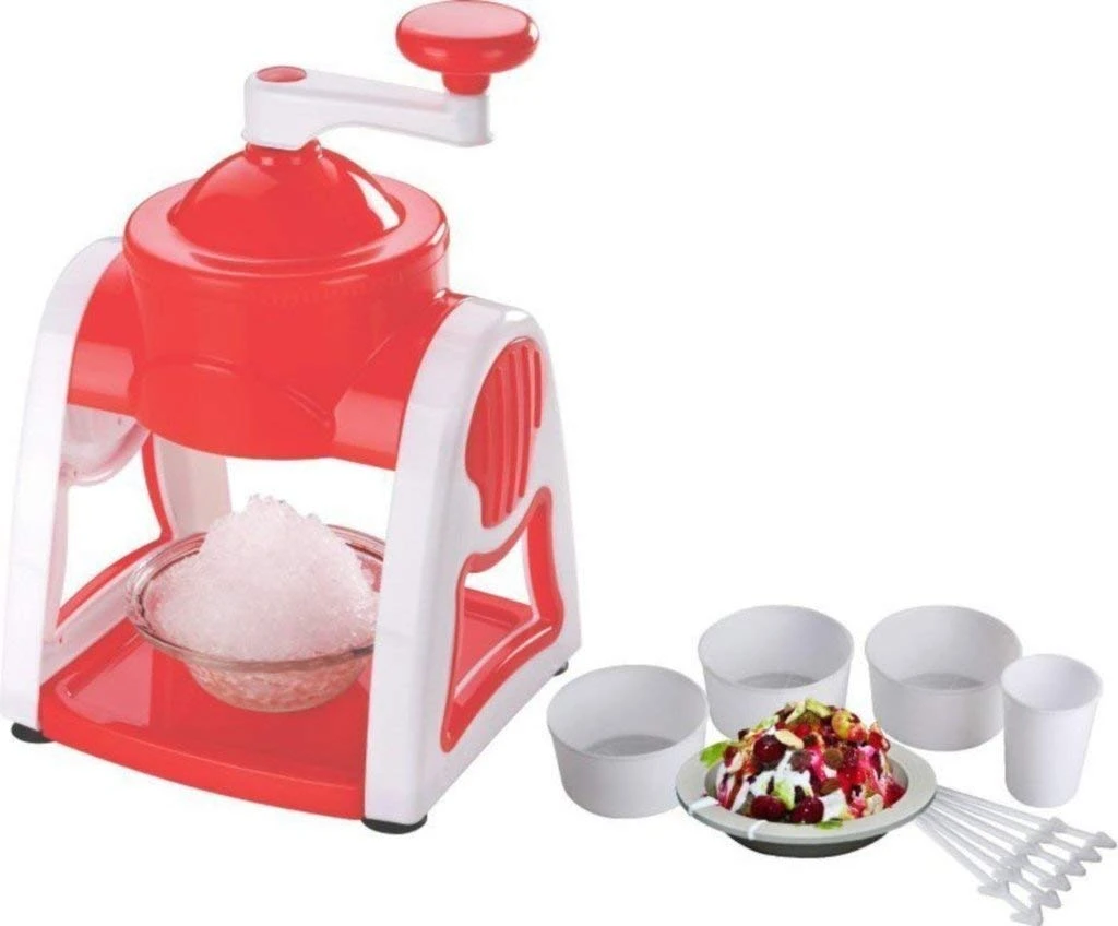 Plastic Manual Ice Gola and Slush Maker Machine Ice Crusher Chopper for Home and Kitchen (Random Colour)