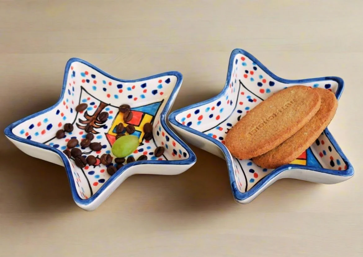 Star Shape Small Plate Set of 2 Ceramic | Ceramic Small Bowl | Snack Plate Small | Dip Plate | Dessert Plate Use Restaurant and Cafe (Star Hut Plate)