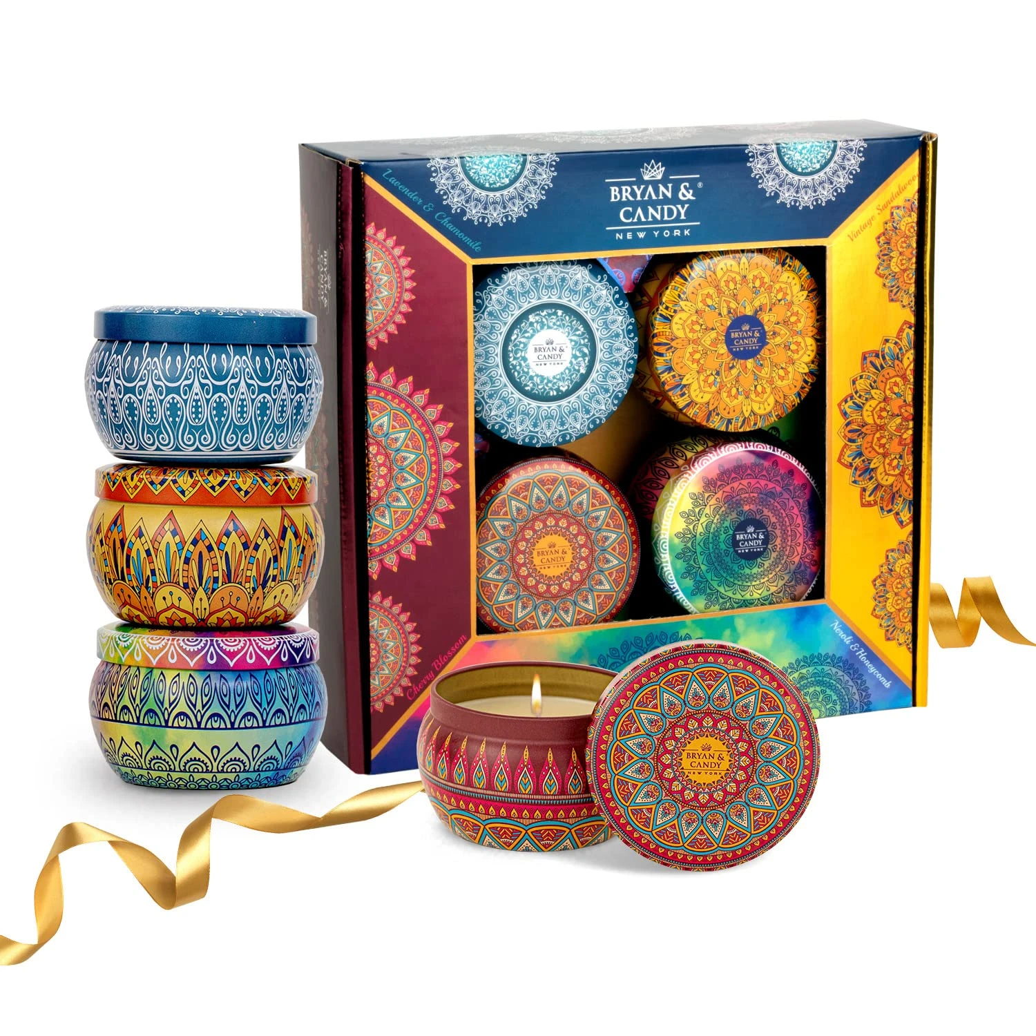 Scented Candles | Gift Set for Women & Men,Cherry Blossom,Vintage Sandalwood,Neroli & Honeycomb,Lavender & Chamomile Aromatherapy Candles