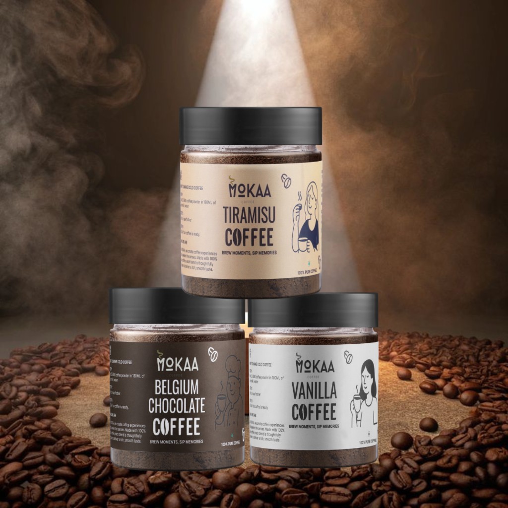MOKAA COFFEE Belgian Chocolate + Vanilla + Tiramisu (3 × 50g)