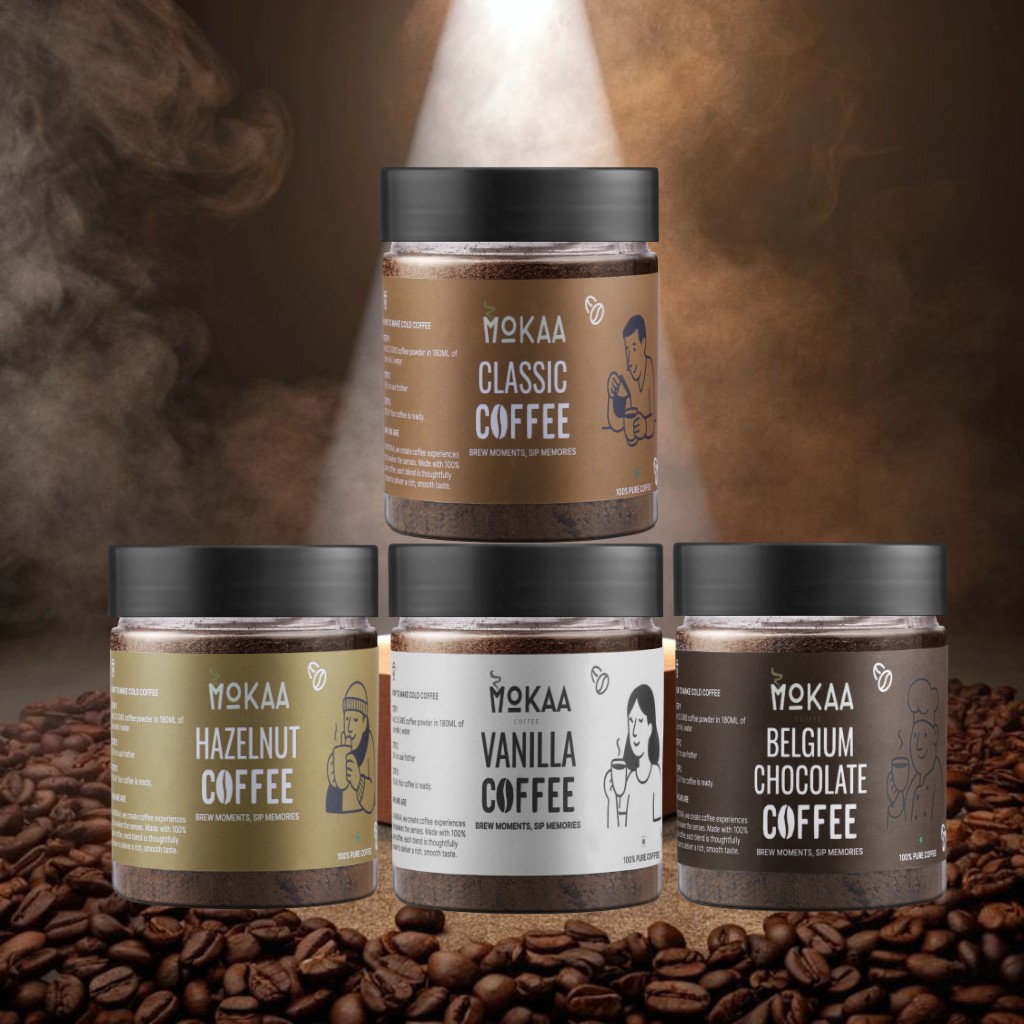 MOKAA COFFEE Classic + Hazelnut + Belgian Chocolate + Vanilla (4 × 50g)