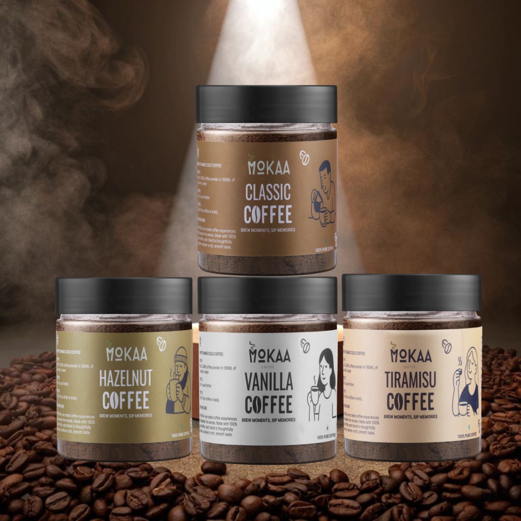 MOKAA COFFEE Classic + Hazelnut + Vanilla + Tiramisu (4 × 50g)