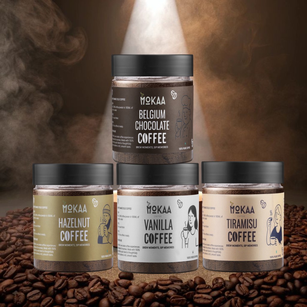 MOKAA COFFEE Hazelnut + Belgian Chocolate + Vanilla + Tiramisu (4 × 50g)