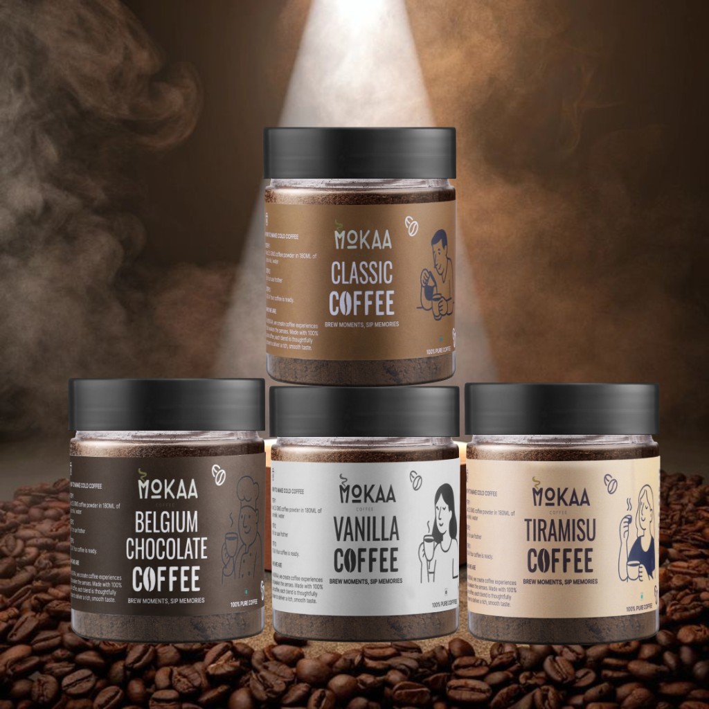 MOKAA COFFEE Classic + Belgian Chocolate + Vanilla + Tiramisu (4 × 50g)