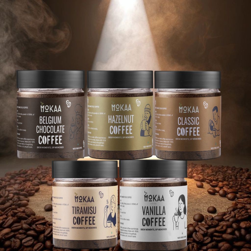 MOKAA COFFEE Assorted Flavour Box (5 Jars, 50g Each)