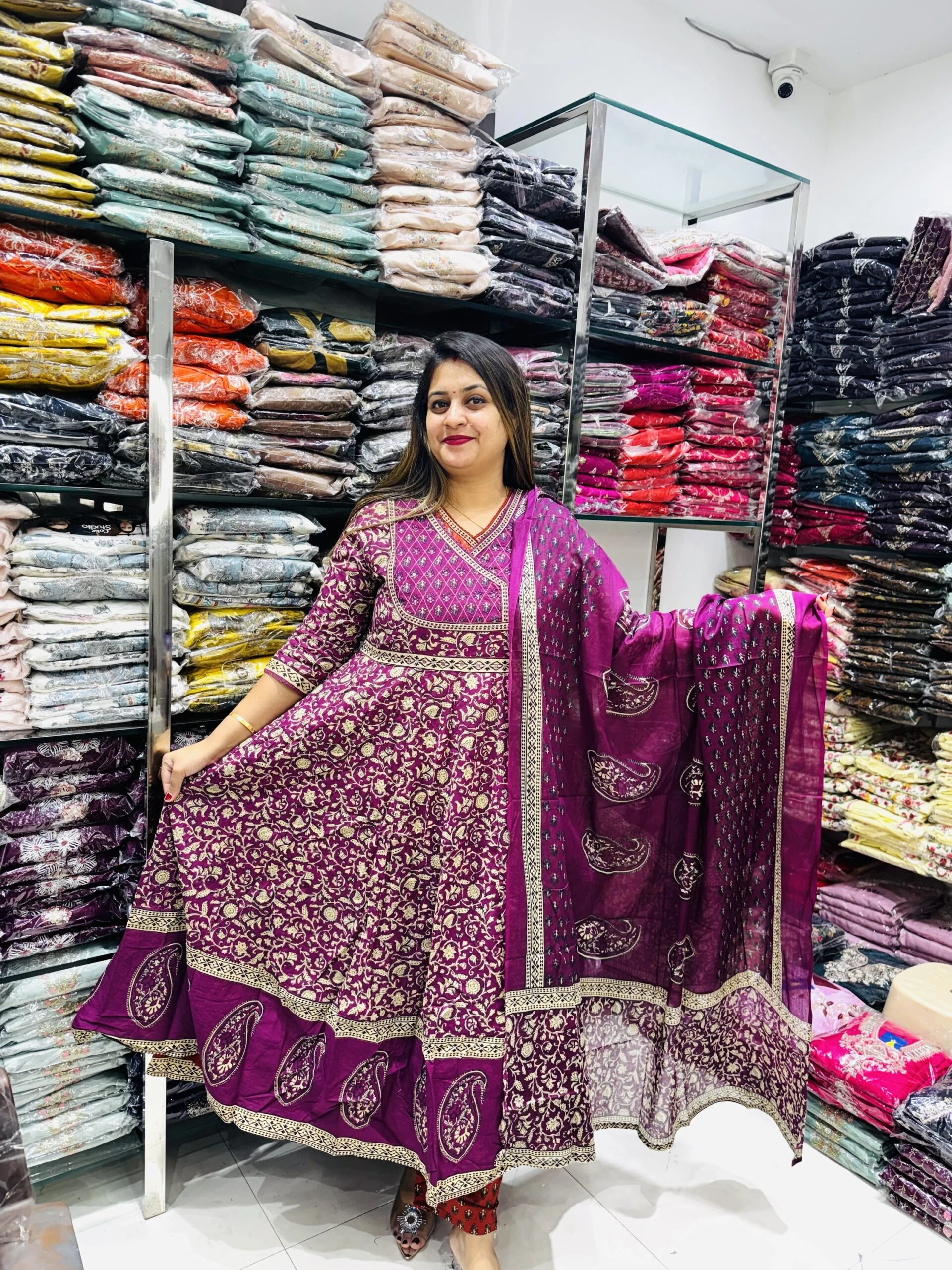 3 piece Anarkali Color Purple