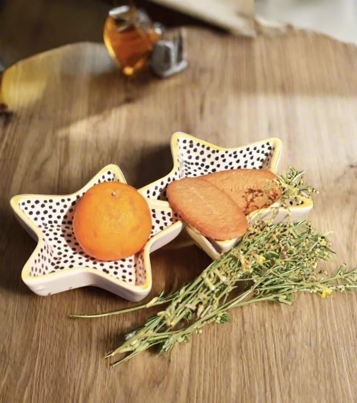Star Shape Small Plate Set of 2 Ceramic | Ceramic Small Bowl | Snack Plate Small | Dip Plate | Dessert Plate Use Restaurant and Cafe (Star Hut Plate)