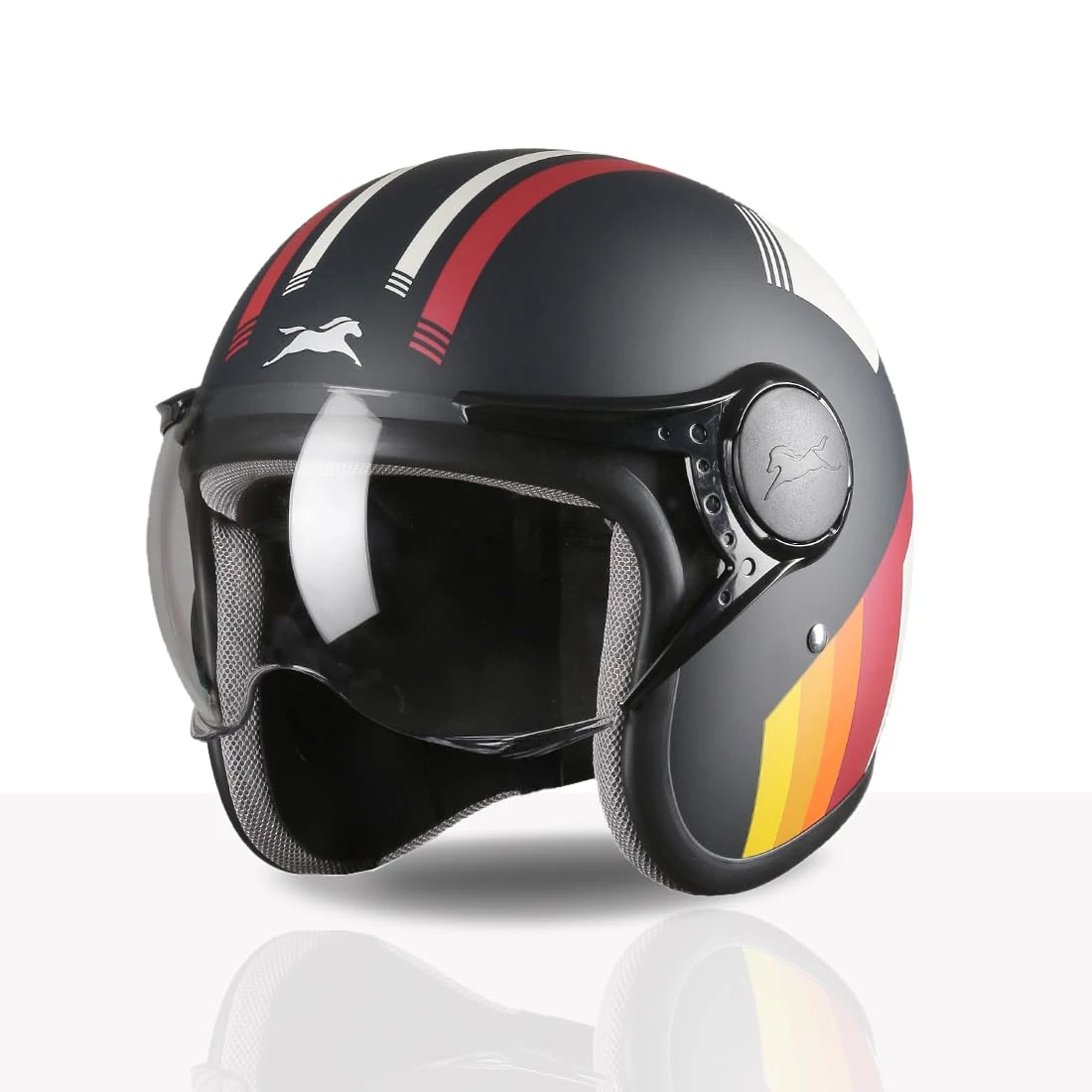 Half Face Helmet for Riders | ISI & DOT Certified | Premium Protection for Men & Women | Comfortable, Durable & Lightweight Design with Visor Size Medium Color Navy and Red