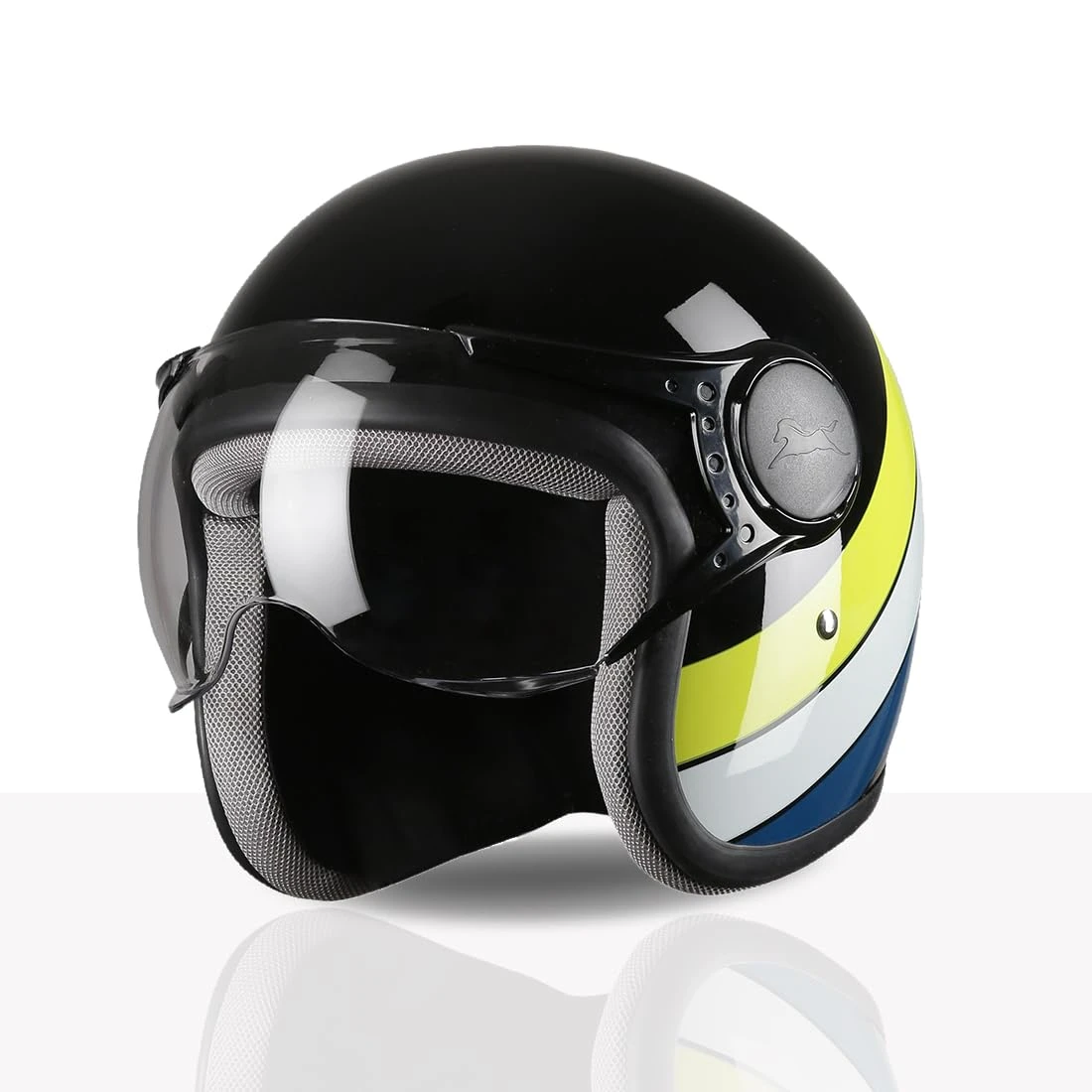 Half Face Helmet for Riders | ISI & DOT Certified | Premium Protection for Men & Women | Comfortable, Durable & Lightweight Design with Visor Size Medium Color Black & Lime