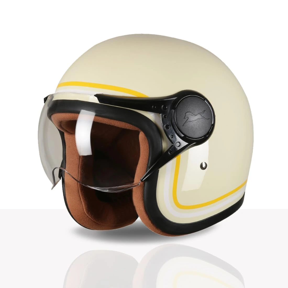 Women's Open Face Helmet | Lightweight Shell | Pastel Colors Designed Exclusively for Women | Extreme Comfort Fit for Girls | Clear Visor | DOT & ISI Certified Size Medium Color Cafe