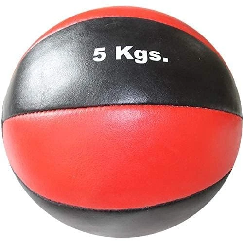 Leather Medicine Ball, Exercise Weight Ball for Home Gym Workout, Low Bounce with Grip Surface (5 Kg)