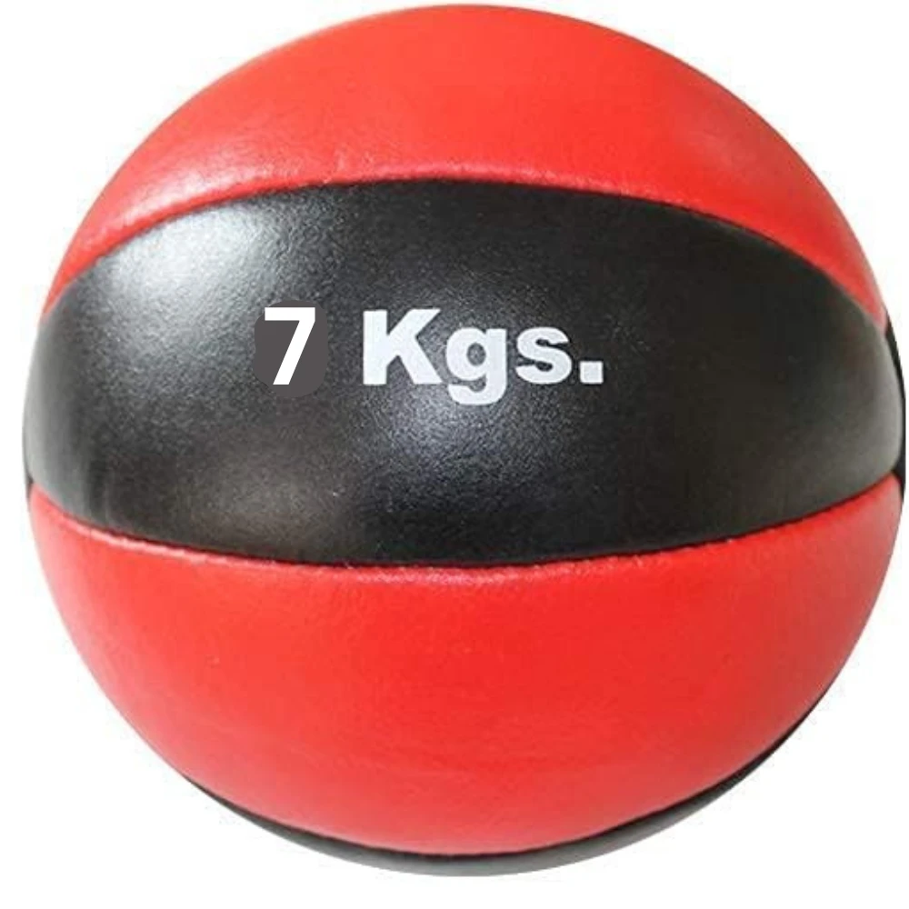 Leather Medicine Ball, Exercise Weight Ball for Home Gym Workout, Low Bounce with Grip Surface (7 Kg)