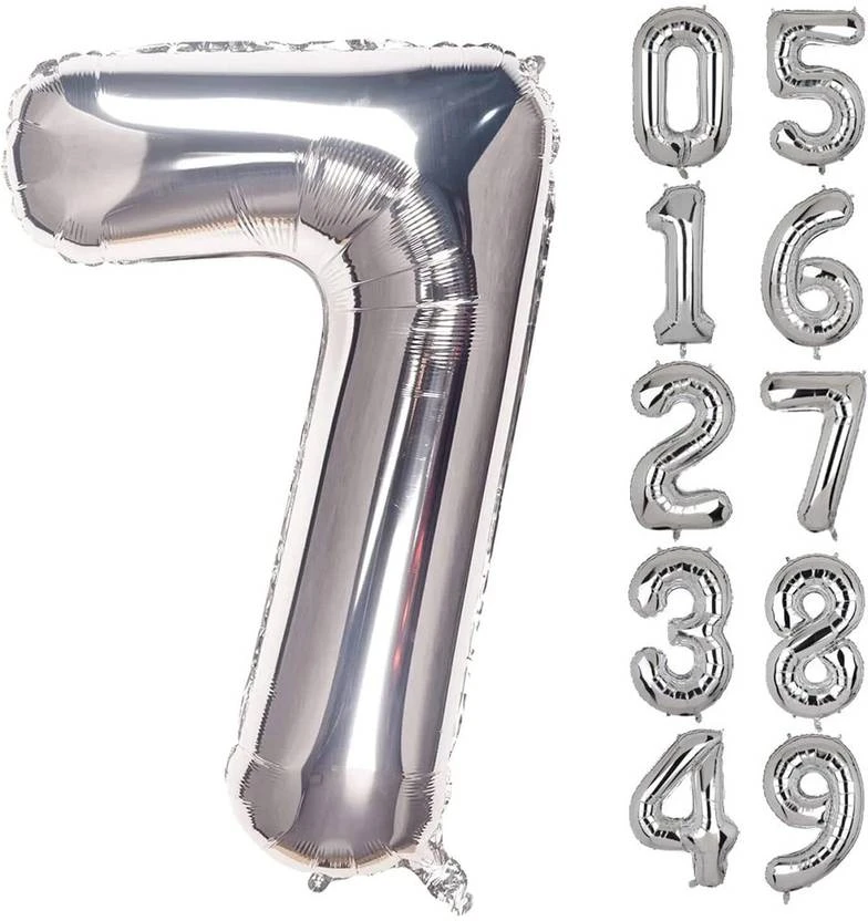Kapoor stores Solid Seven Number '7' Foil Balloon  (Silver, Pack of 1)