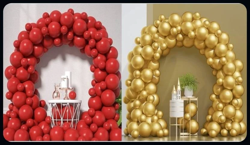Kapoor stores Solid Red And Golden Balloons_BL240 Balloon  (Red, Gold, Pack of 50)