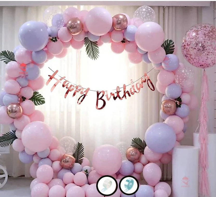 Kapoor stores Birthday Decoration Kit 60 pc – Pink Purple Pastel Balloons Combo  (Set of 60)