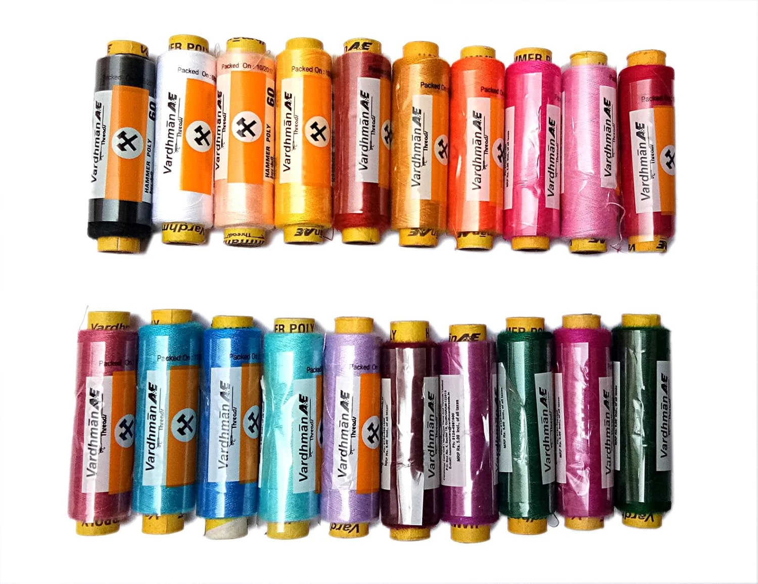 Polyester Original Brand Sewing Threads, 20 Basic Shades Reels, 180 Mts Each Spool, Fast Color, Multicolour