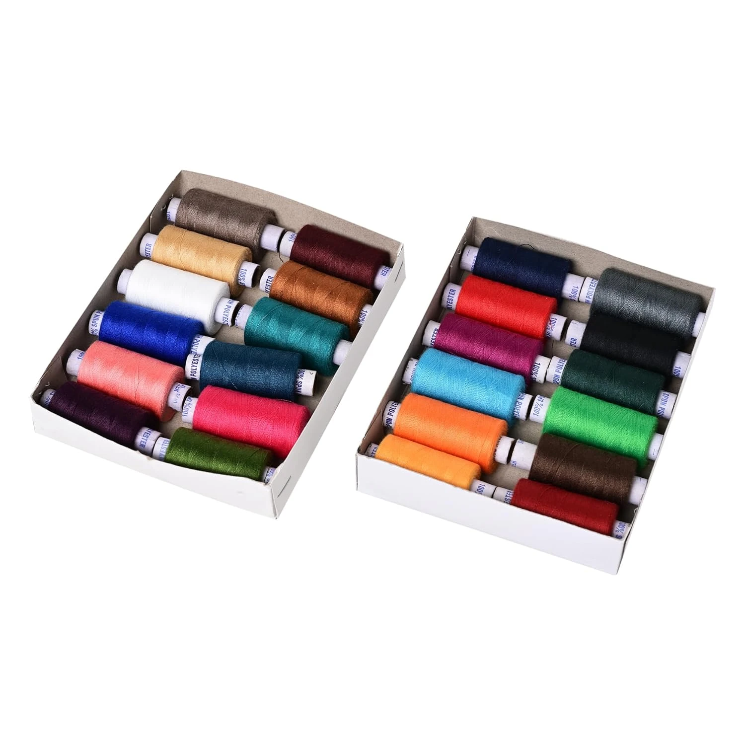 800 Meter Sewing Threads Basic Color Strong Cotton Polyester Threads For Fast Shade Spools For Machine Tailoring & Hand Stitching (24 Pcs, Regular Dark Color), Multicolor