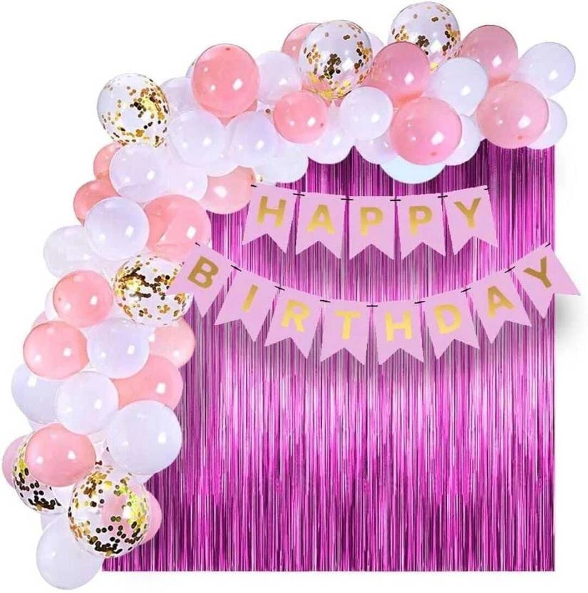 Kapoor stores Party Pink Birthday Banner Party Decorations Kit  (Set of 40)