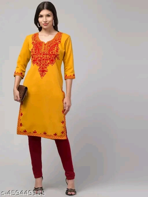 Mustard Elegance Embroidered Kurti Set Mustard red