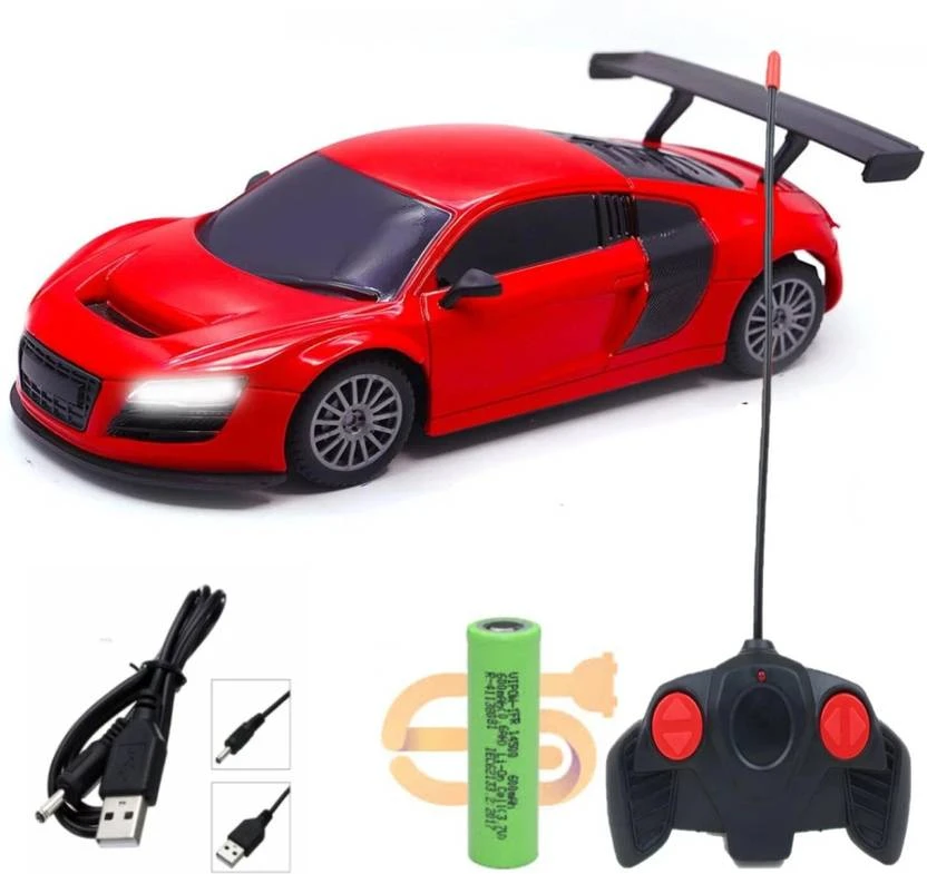 Famous Car Remote Control 3D with LED Lights, Chargeable  (Red, Black)