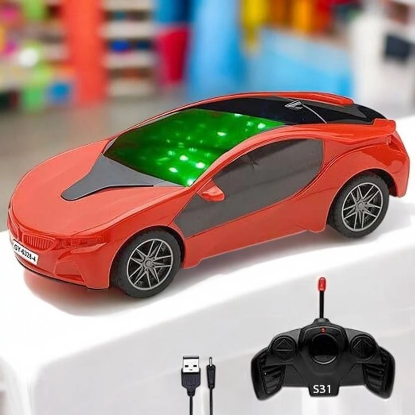 Rechargeable High Speed Remote Control Famous Car & 3D LED Light For Kids_A462  (Red)