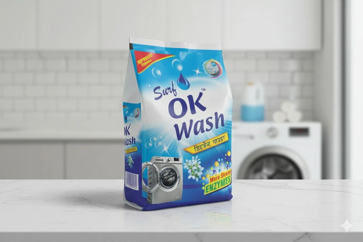 Surf OK Wash Detergent Powder – Advanced Enzyme Formula for Front & Top Load Machines 500g