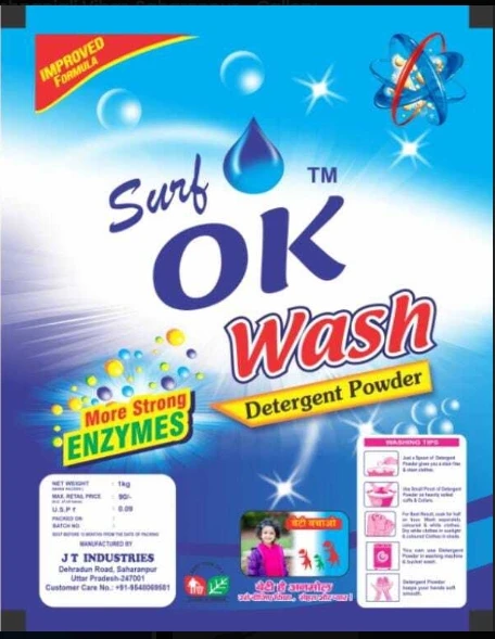 Surf OK Wash Detergent Powder – Advanced Enzyme Formula for Front & Top Load Machines 750g