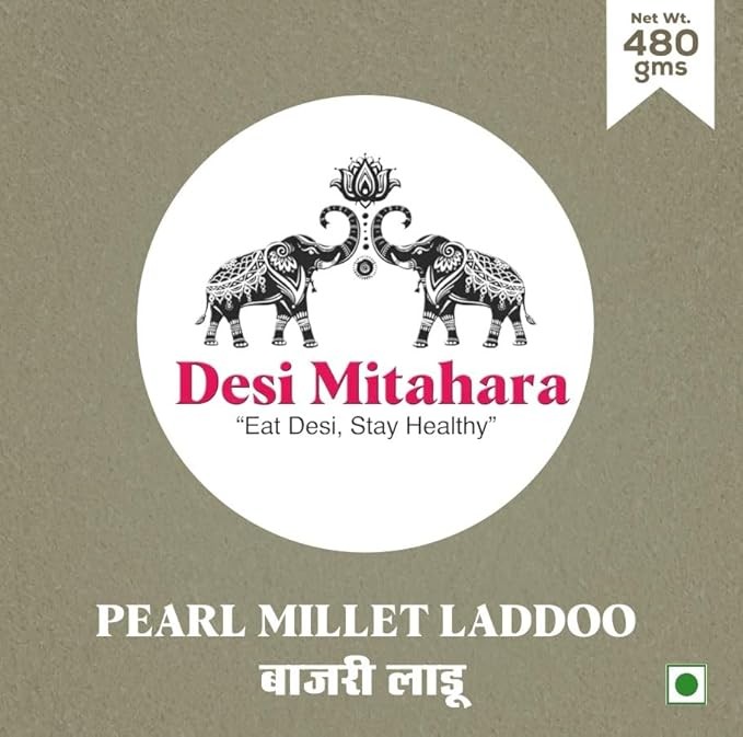 DESI MITAHARA – Bajra Ladoo - Made with Bajra, Jaggery & Cow Ghee - Traditional Indian Sweet - Healthy, Nutritious Snack - 480g Pack - No Artificial Colours - Suitable for All Ages Visit the DESI MITAHARA Store