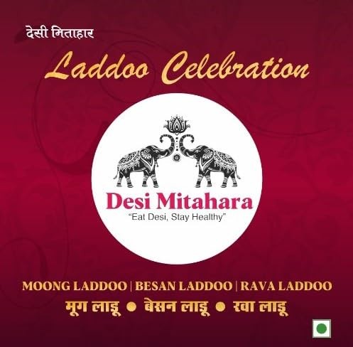 DESI MITAHARA – Desi Mitahara Healthy Laddoo Pack - Moong, Besan, Rava - Traditional Indian Sweet - Purely Homemade - 480g Pack - No Artificial Colours- Suitable for All Ages