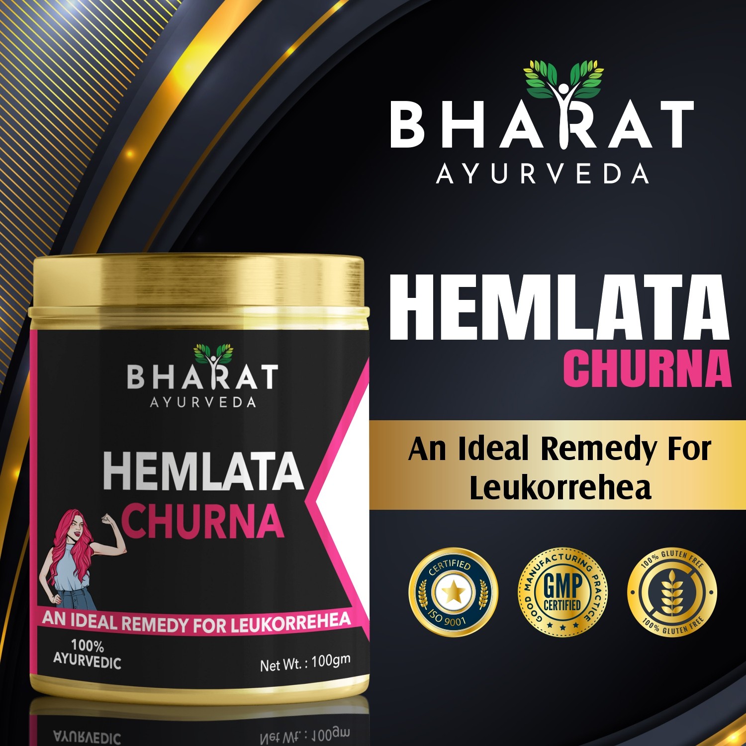 Hemlata Churna for Women | Ayurvedic Remedy for White Discharge (Leucorrhea) | Natural Relief from Vaginal Itching, Odor & Burning | Balances Hormones & Menstrual Health | 100% Herbal Formula – 100 gm