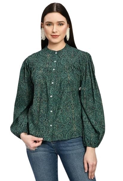 Green rayon regular top
