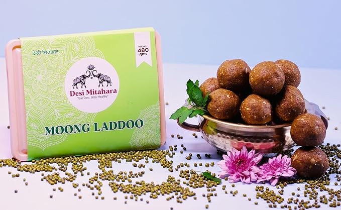 DESI MITAHARA – Moong Ladoo - Made with Moong Dal, Jaggery & Cow Ghee - Traditional Indian Sweet - Healthy, Nutritious Snack - 480g Pack - No Artificial Colours - Suitable for All Ages Visit the DESI MITAHARA Store