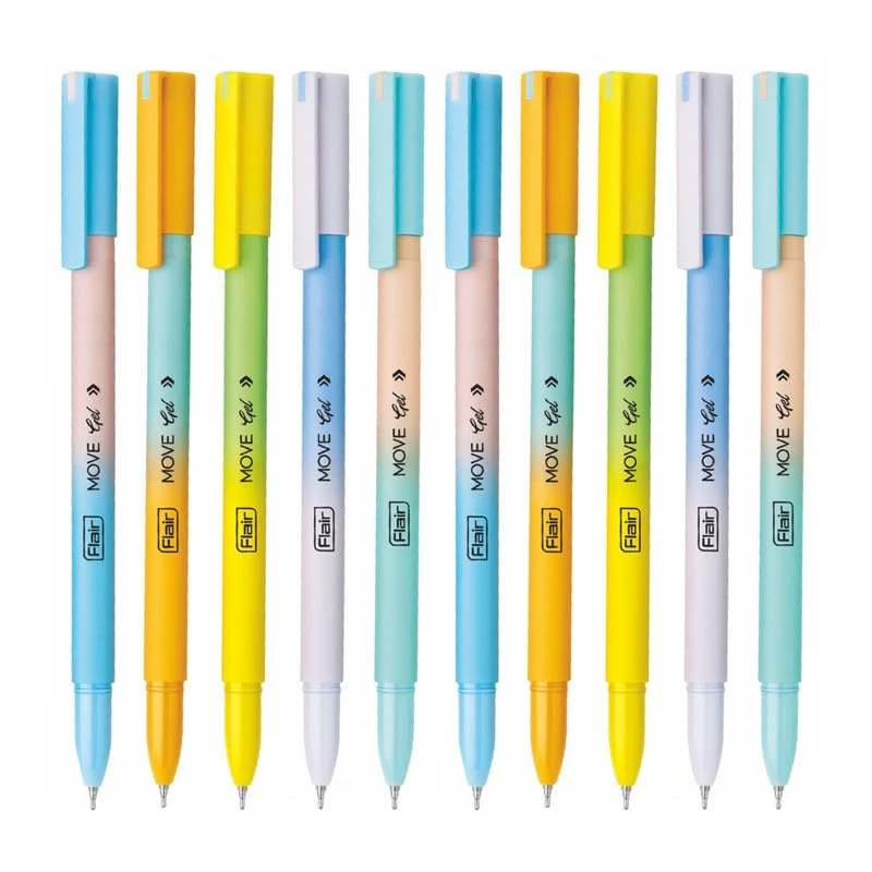 Gel Pen | Minimalistic & Aesthetic Matt Finish Pastel Body Colors | Effortless Writing With Sleek Clip Design | Blue Ink, Set Of 10