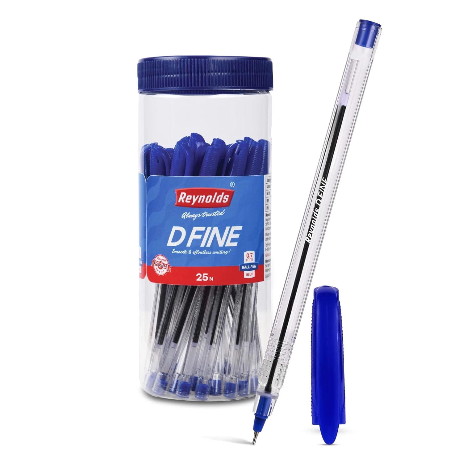 25 BLUE PENS WITH COMFORTABLE GRIP | BLUE BALL PENS FOR WRITING | PEN FOR STUDENTS & OFFICE STATIONERY | 0.7 mm