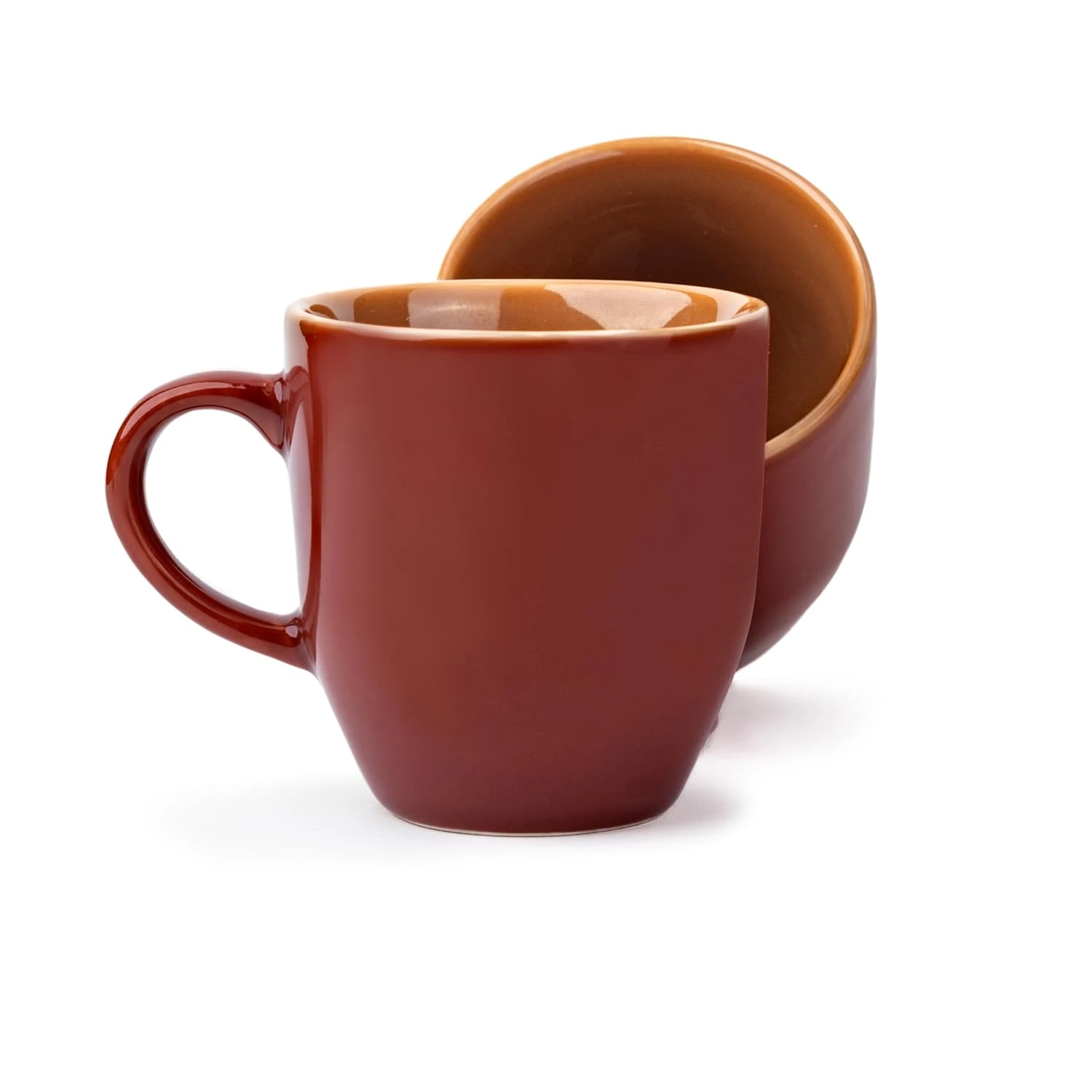 Ceramic Coffee Mug Set, Set of 2, 300ml, Burgundy | Medium Mug | Glossy Finish | Stoneware Coffee Cup Set | Ceramic Cup | Microwave Safe (Burgundy Milk Mug, Set of 2)