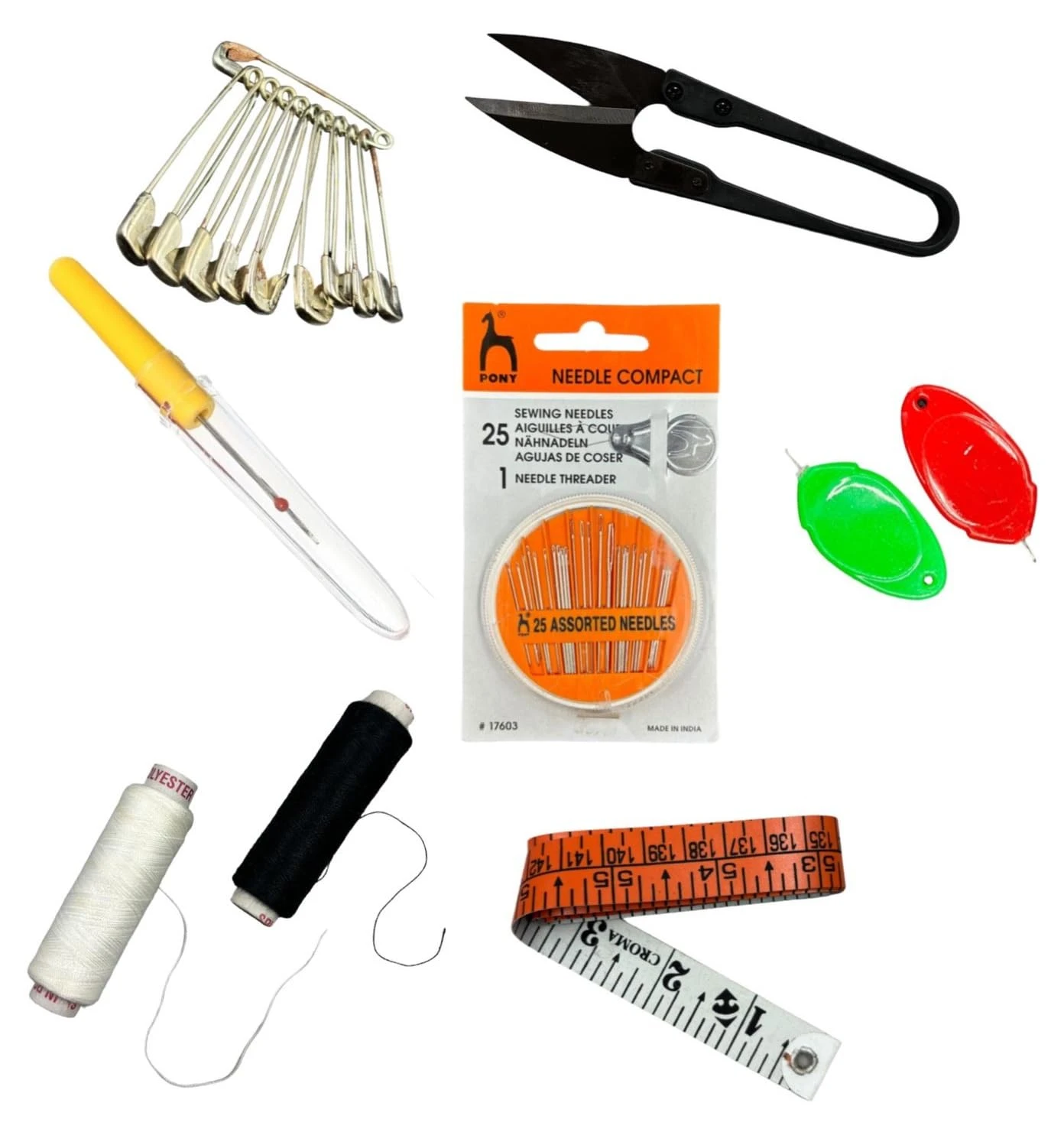 1 Mini Portable Travel Sewing kit, Sewing Threads,Sewing Needles Sewing Machine Accessories Box for Stiching at Home,Craft, Daily Needs (KIT-1 7different Items)