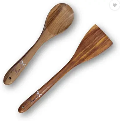 FLIXMINT Wooden Table Spoon, Serving Spoon Set (Pack of 2)