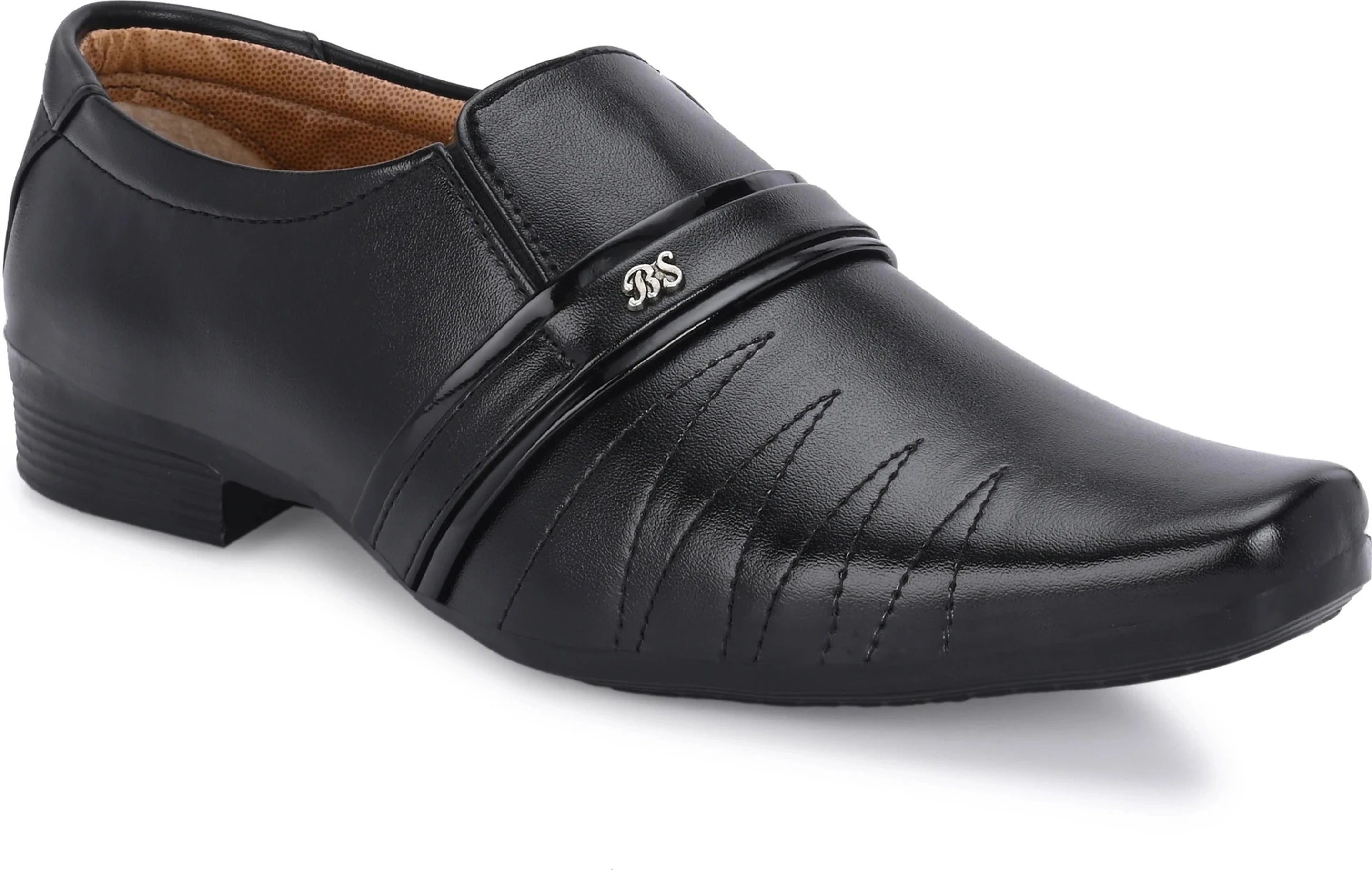 Black Office Wear & Party Wear Semi Formal shoes Slip On For Men