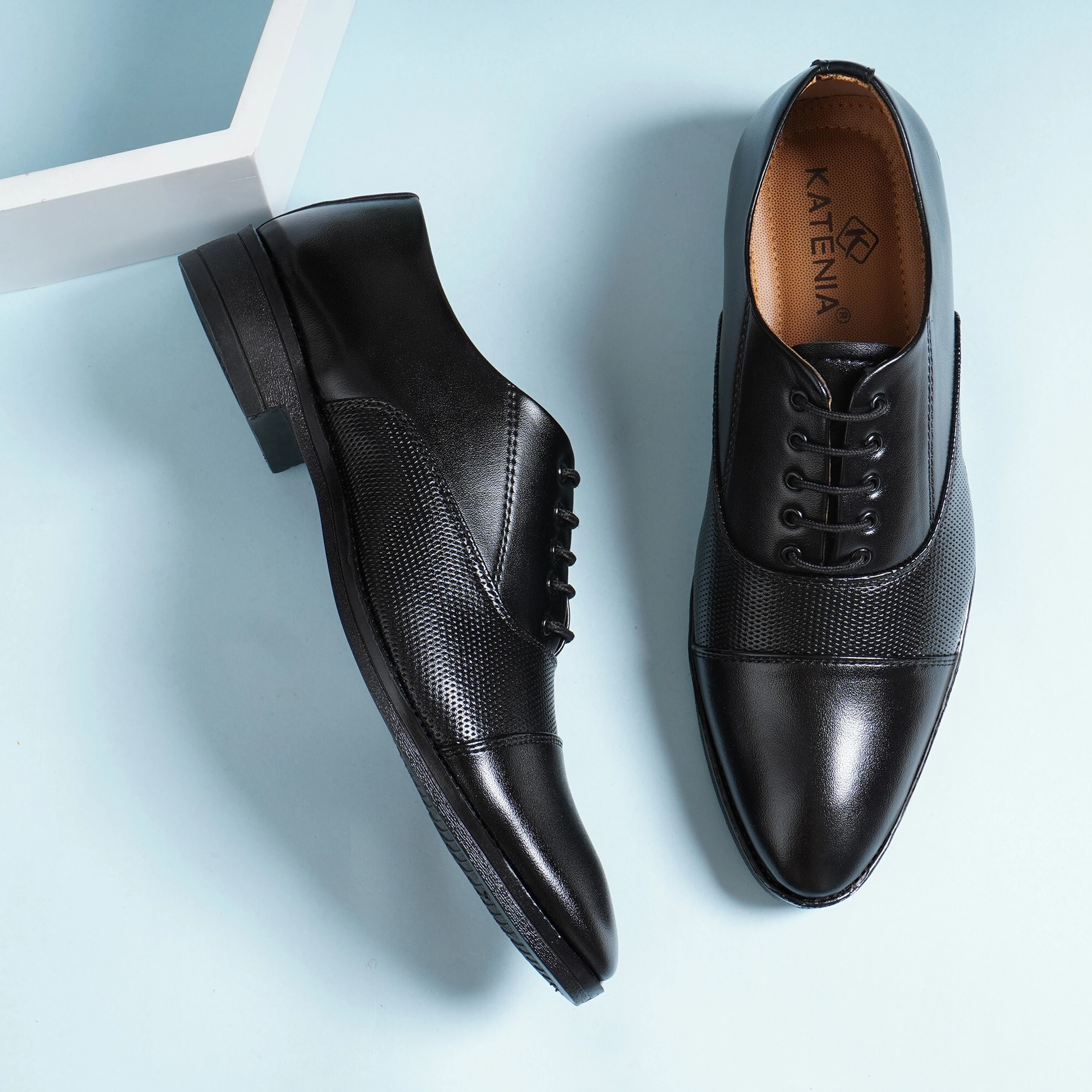 Black Office Wear & Party Wear Semi Formal shoes Lace Up For MenBlack Office Wear & Party Wear Semi Formal shoes Lace Up For Men