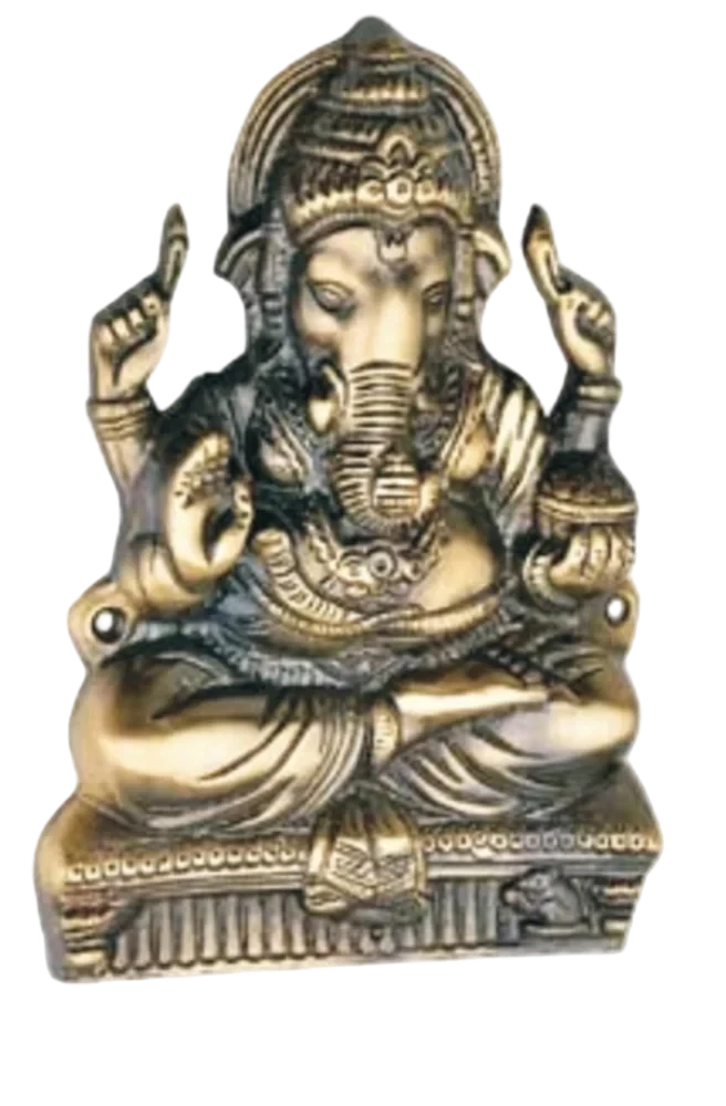 Seated Ganesha Brass Wall Hanging