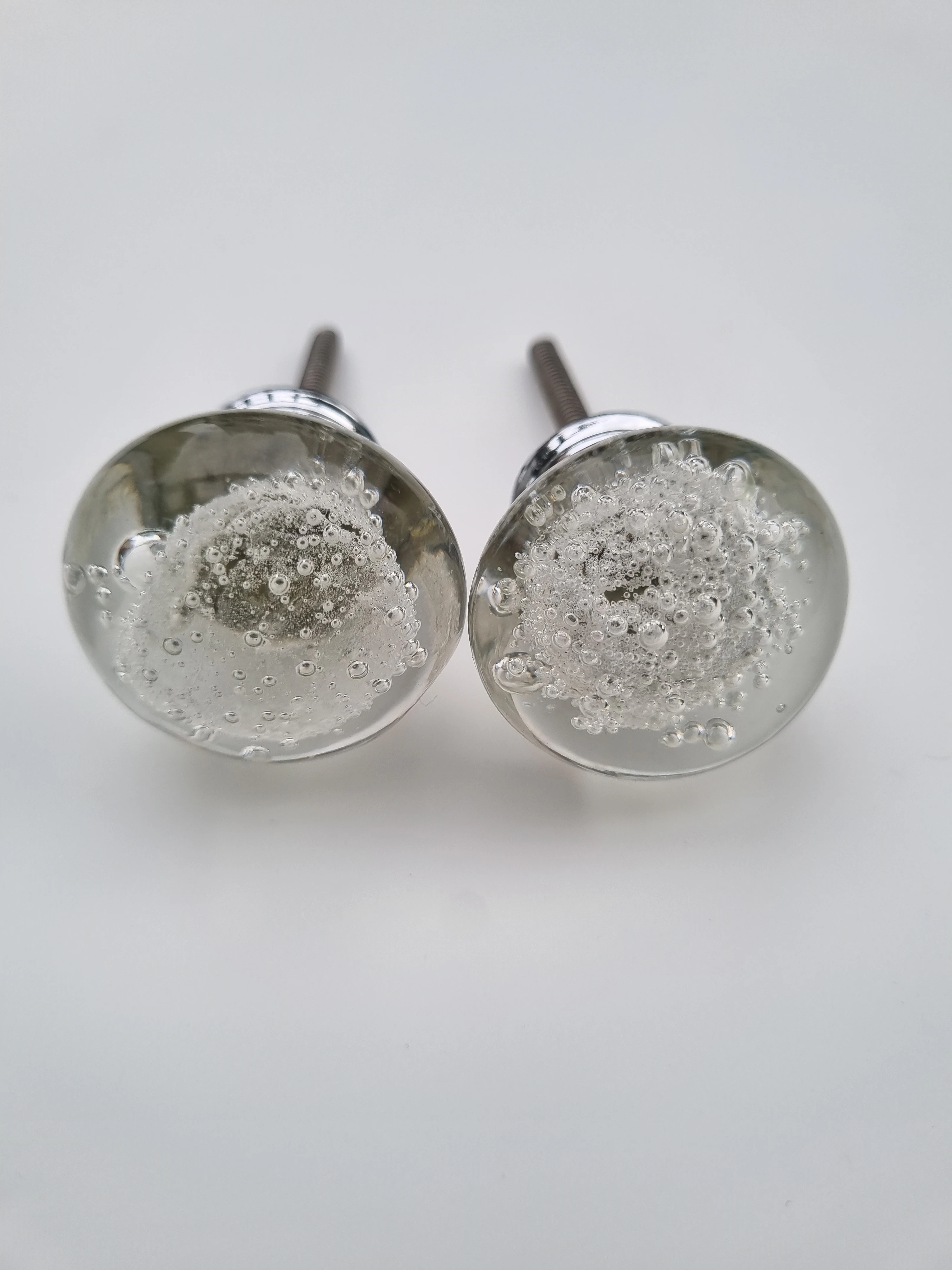 Glass Bubble Stud  door knob  set of 2
