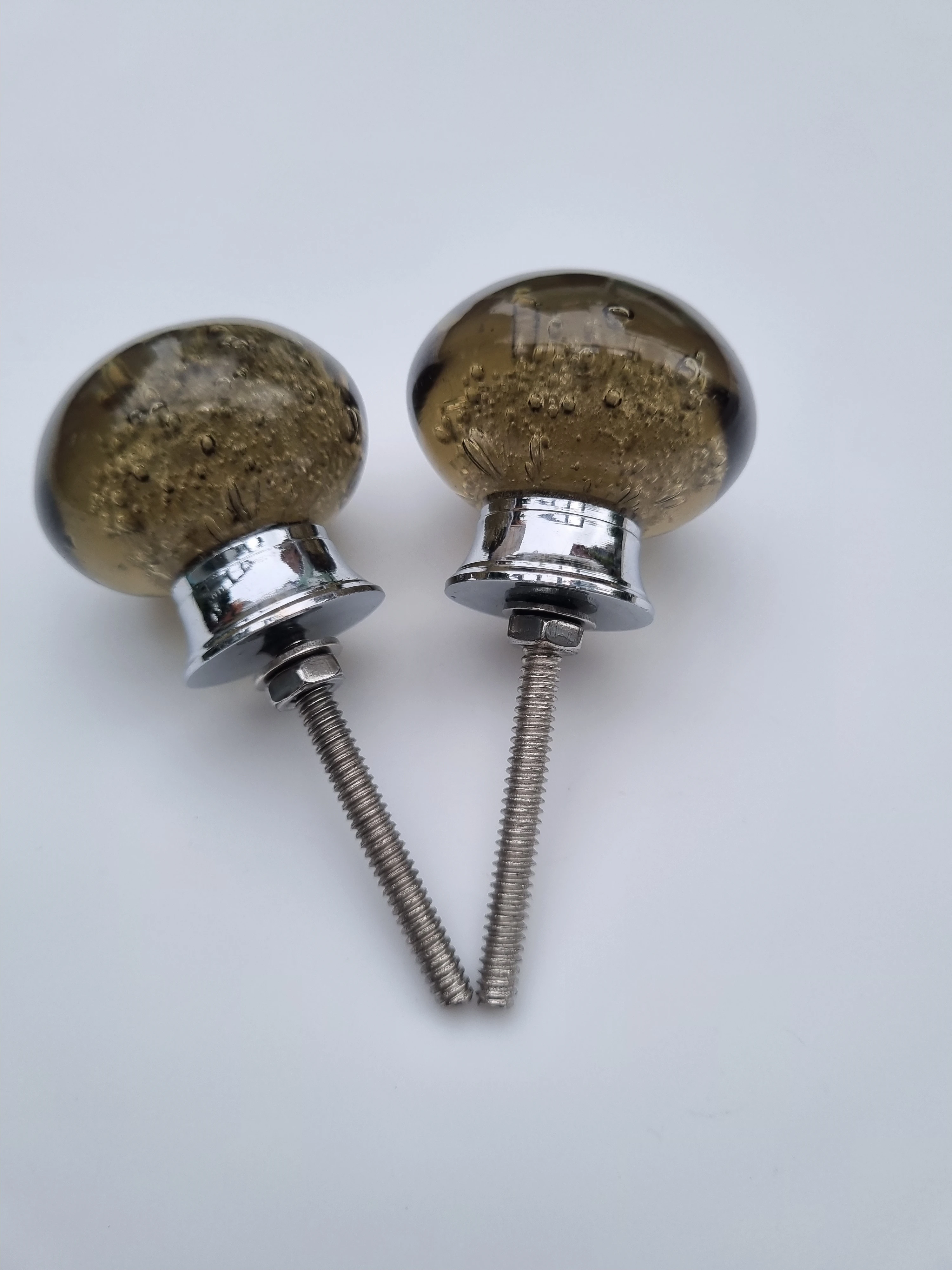 Glass and Metal Cabinet Knobs Set of 2