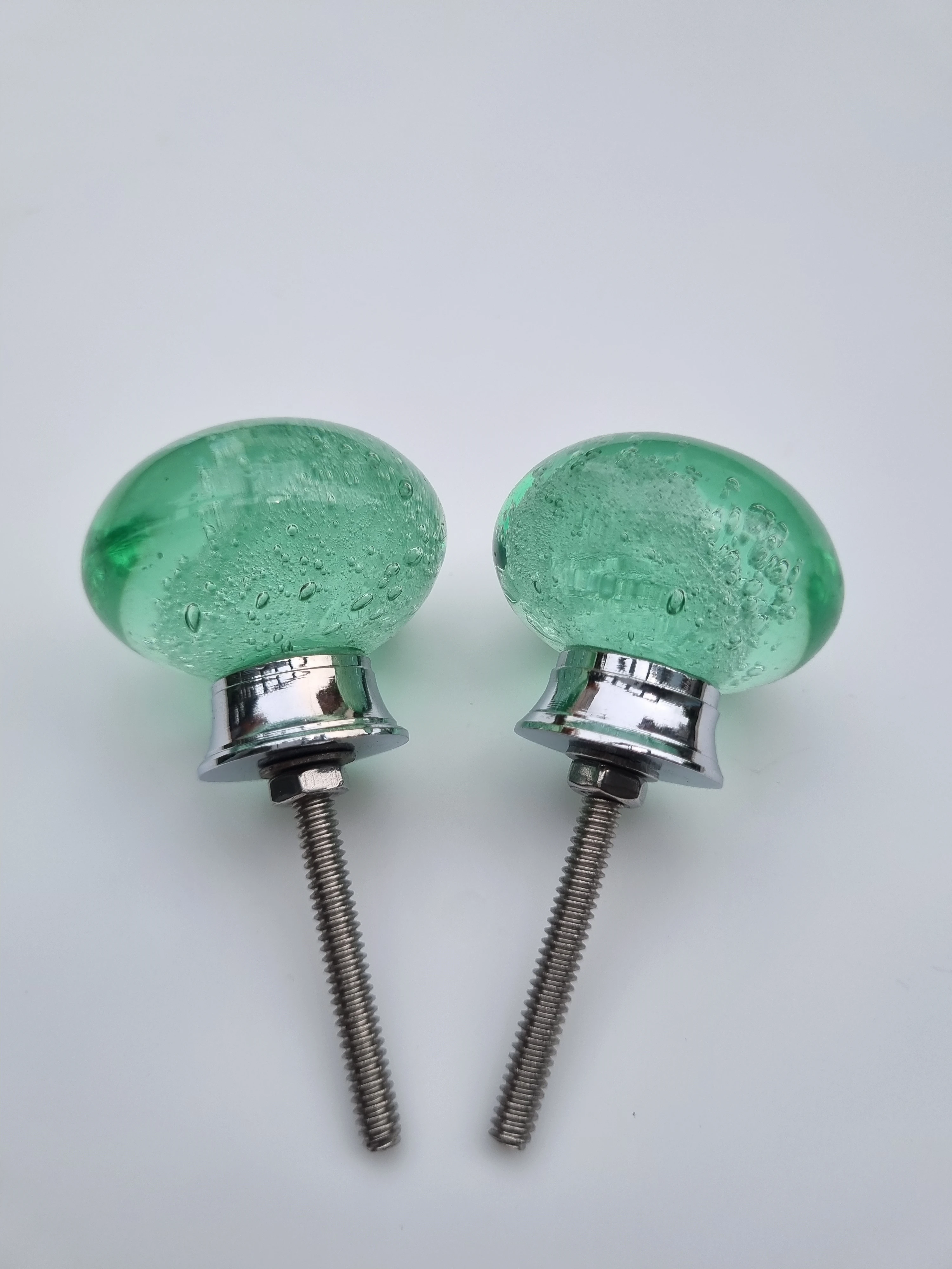 Glass Bubble Cabinet Knob Set with Chrome Base